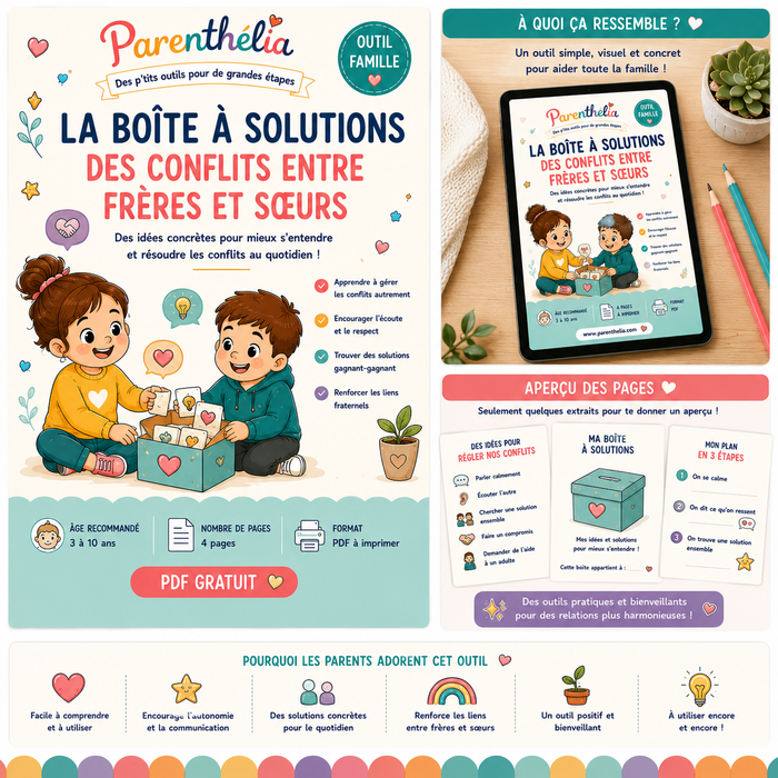 Boîte à solutions des conflits entre frères et sœurs à imprimer – Parenthélia