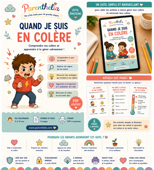 Quand je suis en colère – fiche enfant à imprimer en PDF – Parenthélia