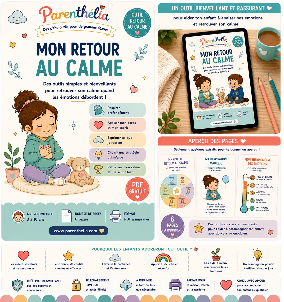 Mon retour au calme pour enfant à imprimer en PDF – Parenthélia