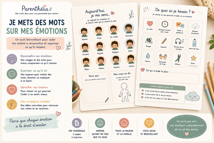 Fiche émotions enfant à imprimer en PDF – Parenthélia