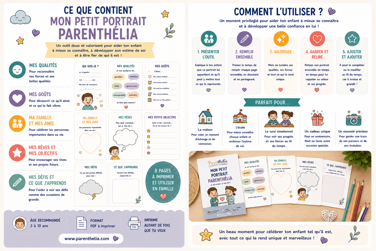 Fiche Parenthélia pour mieux comprendre les besoins, les émotions, les forces et les comportements de l’enfant