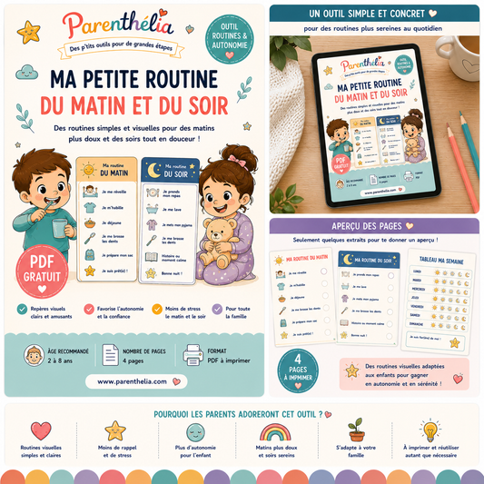 Routine du matin et du soir pour enfant à imprimer en PDF – Parenthélia
